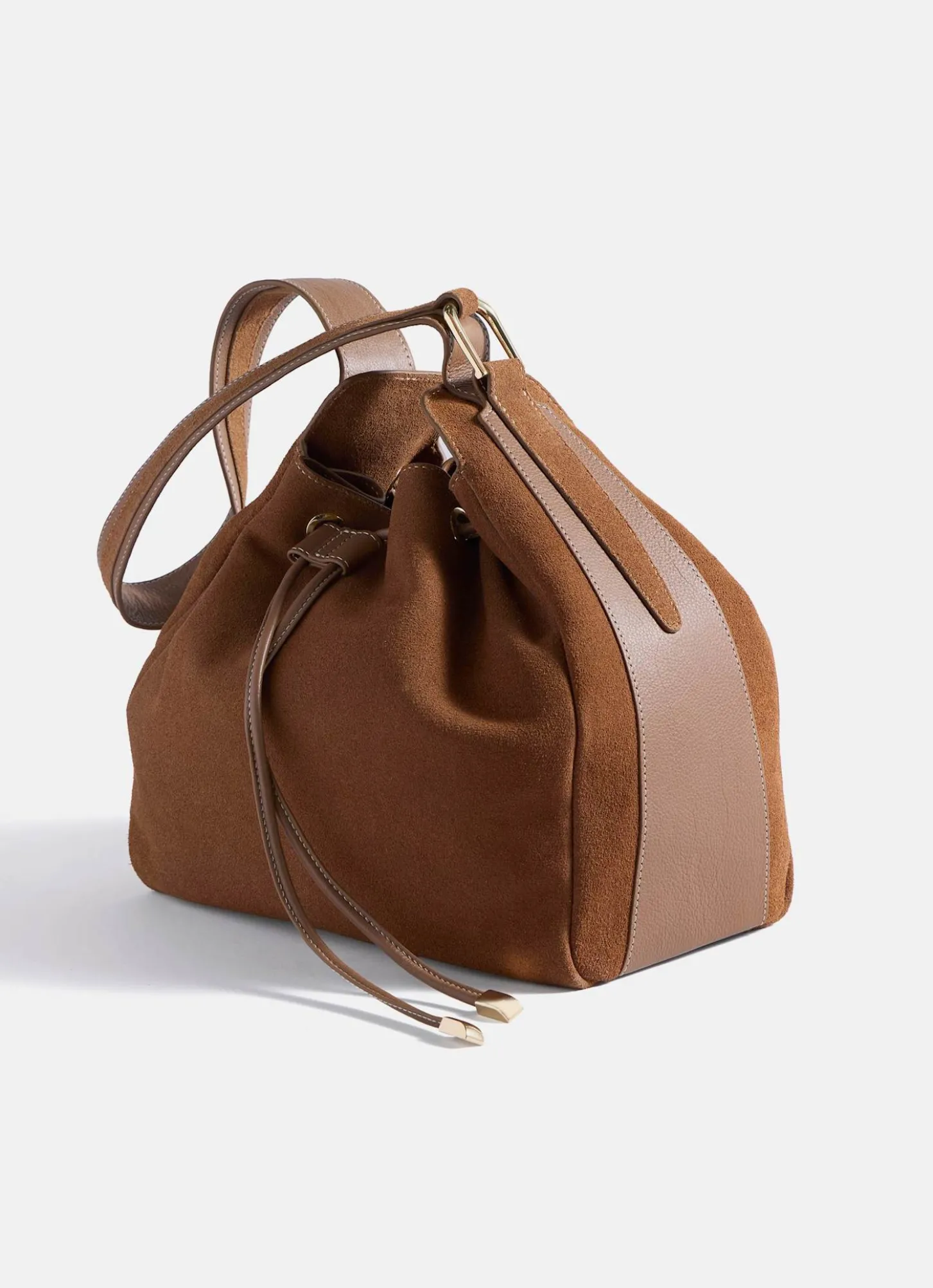 Mabel Tan Suede Bucket Bag