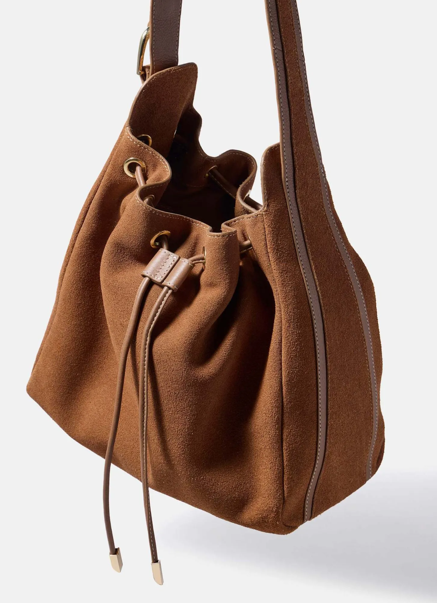 Mabel Tan Suede Bucket Bag