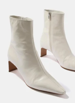Macy White Leather Ankle Boots
