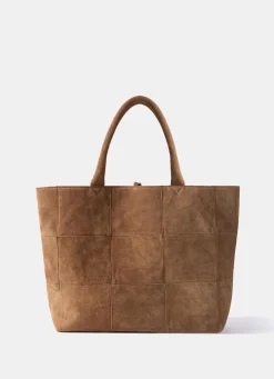 Mia Tan Suede Woven Tote Bag
