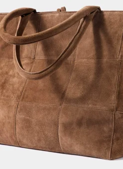 Mia Tan Suede Woven Tote Bag