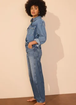 Mid Indigo Barrel Leg Jeans