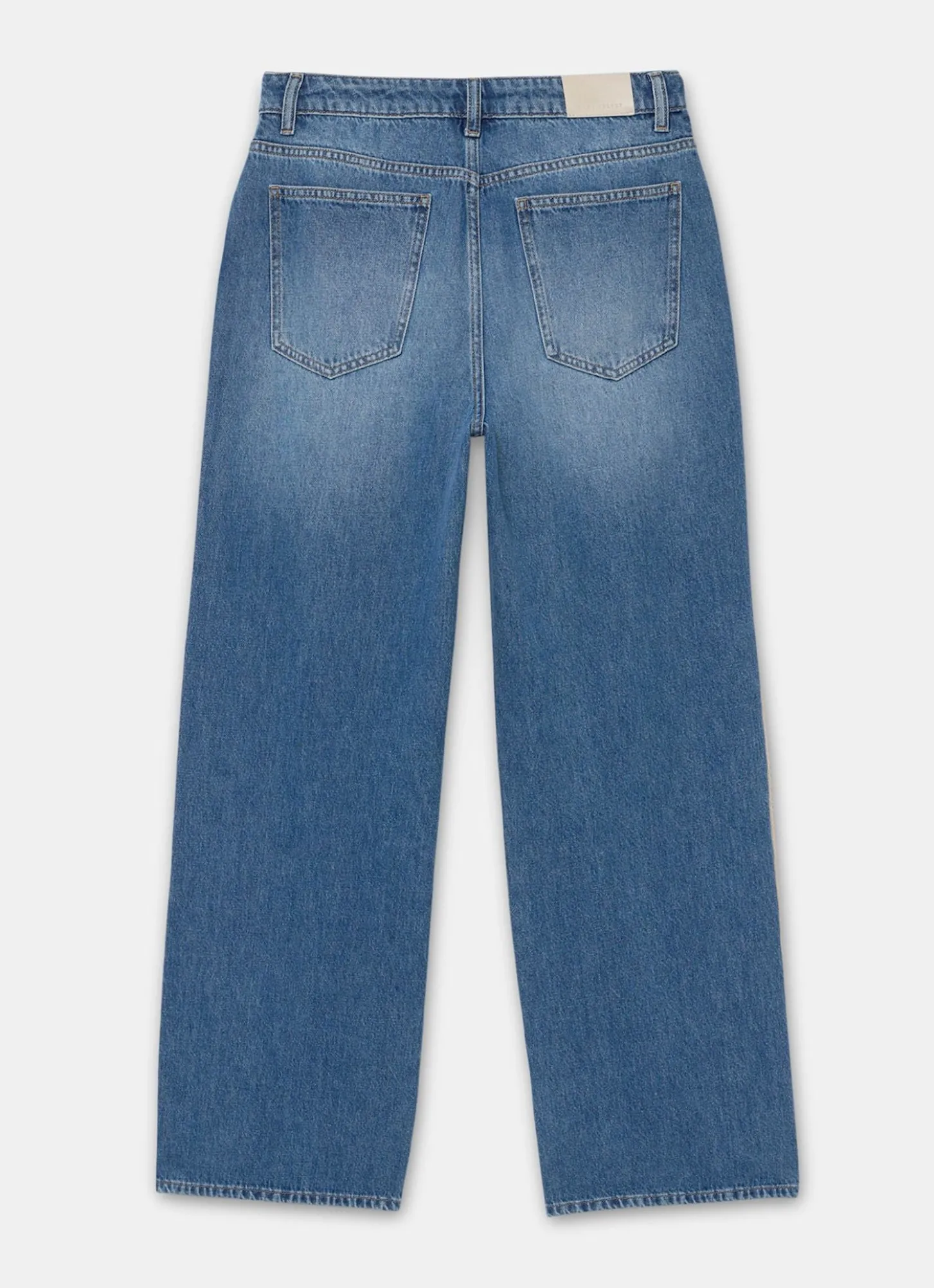 Mid Indigo Crochet Trim Straight Jeans