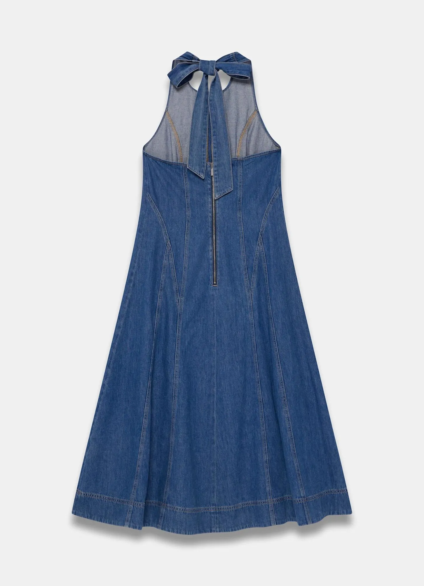 Mid Indigo Denim Halter Midi Dress