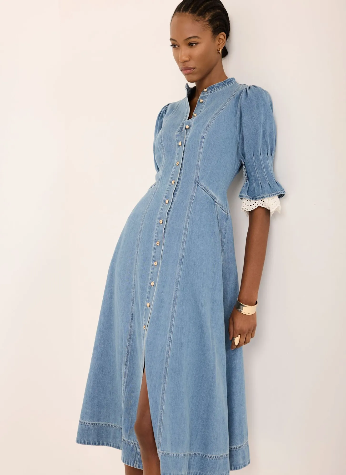 Mid Indigo Denim Midi Dress