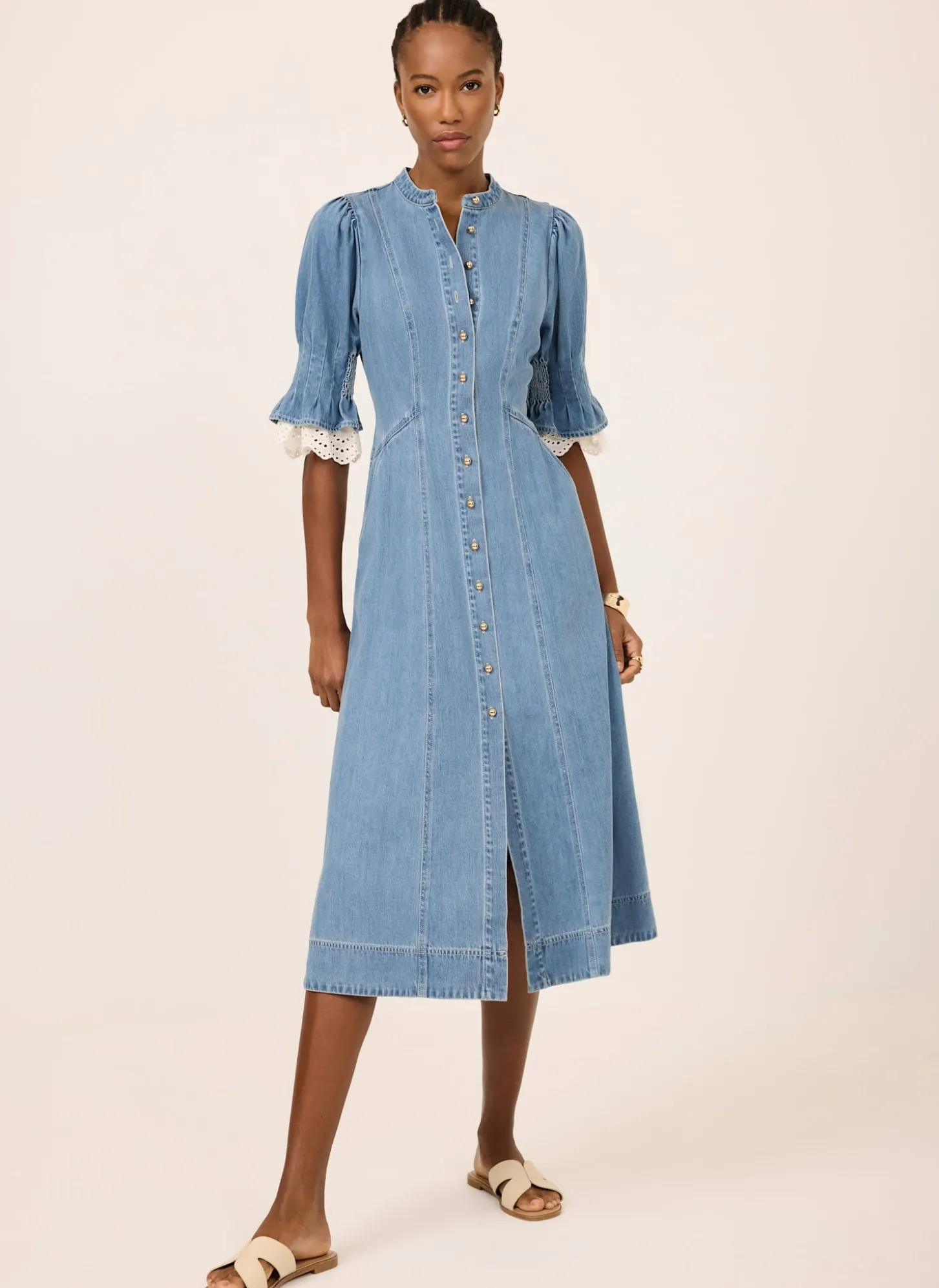 Mid Indigo Denim Midi Dress