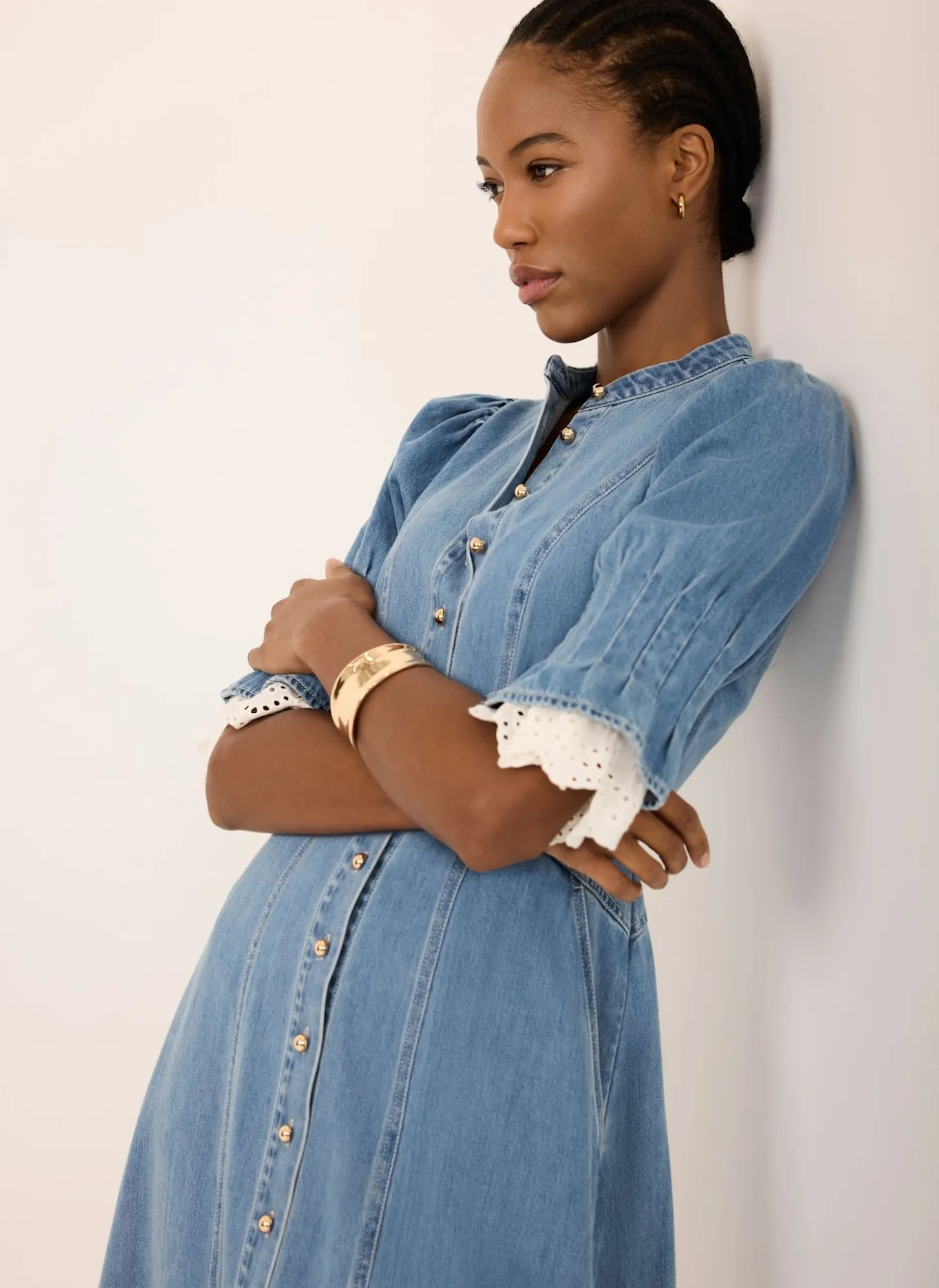Mid Indigo Denim Midi Dress