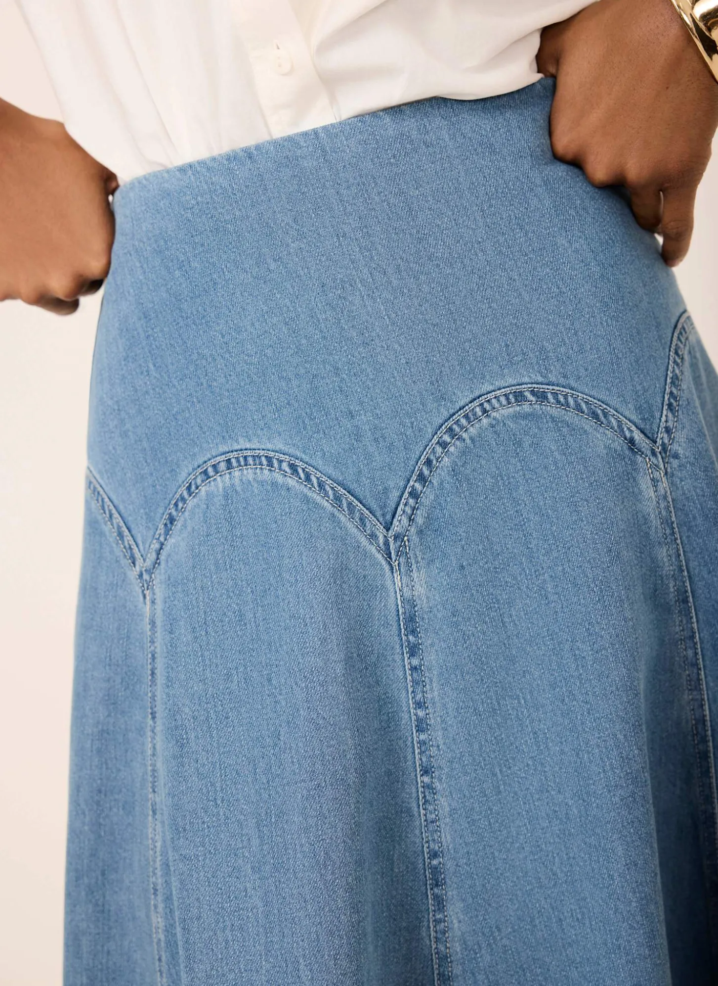 Mid Indigo Denim Midi Skirt