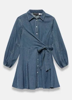 Mid Indigo Denim Mini Shirt Dress