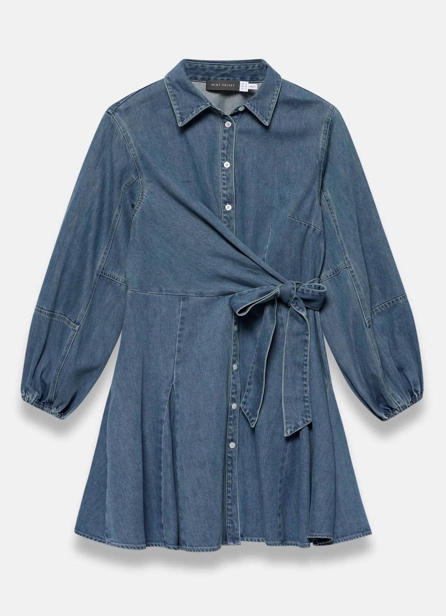Mid Indigo Denim Mini Shirt Dress