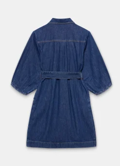 Mid Indigo Denim Mini Shirt Dress
