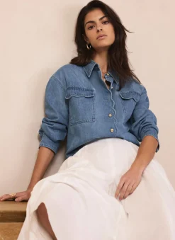 Mid Indigo Denim Scallop Shirt