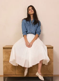 Mid Indigo Denim Scallop Shirt