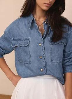 Mid Indigo Denim Scallop Shirt