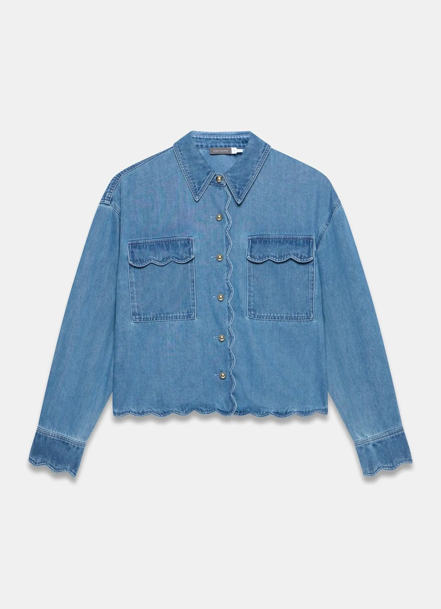 Mid Indigo Denim Scallop Shirt
