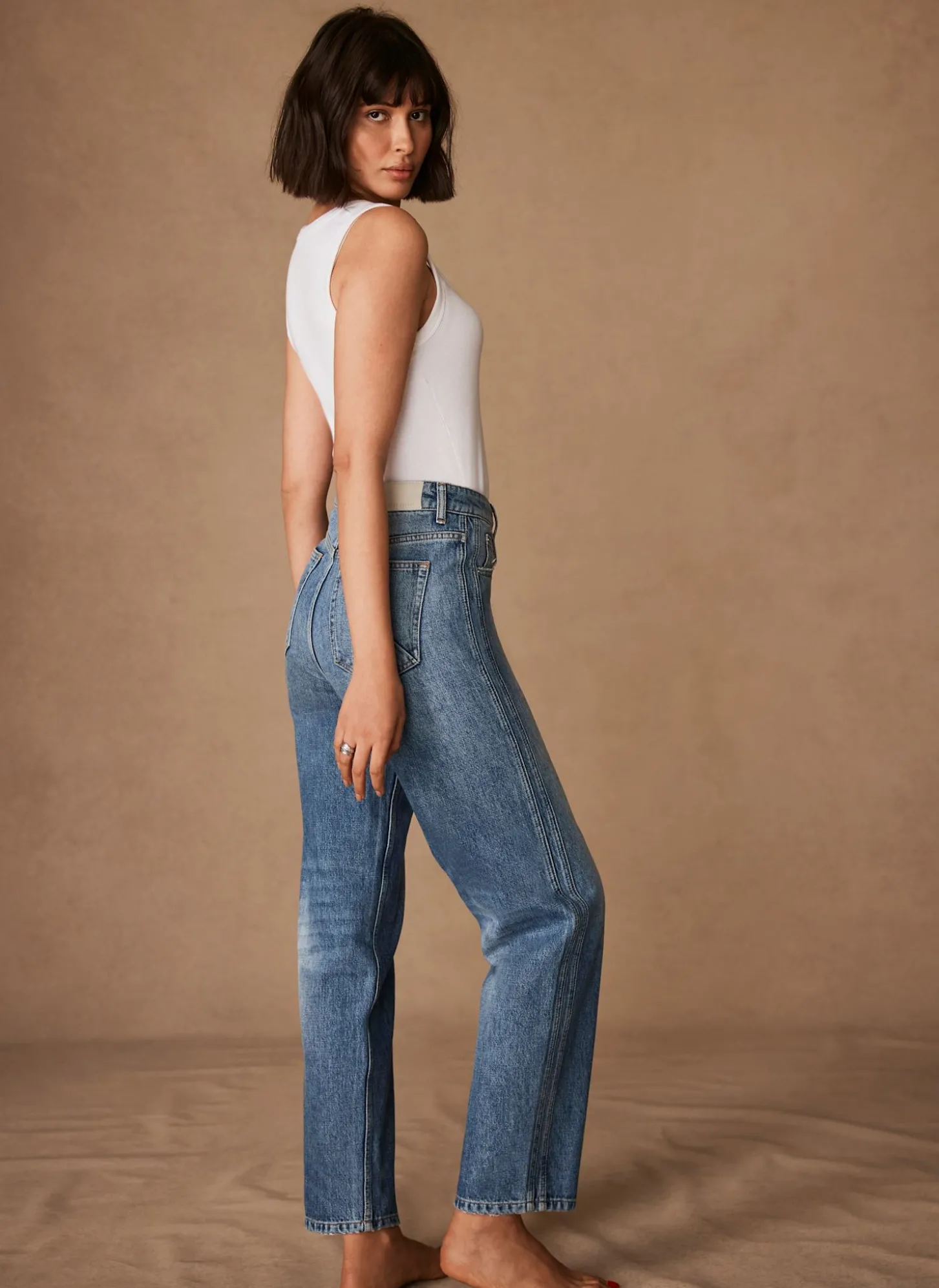 Mid Indigo Relaxed Tapered Boyfriend Jeans