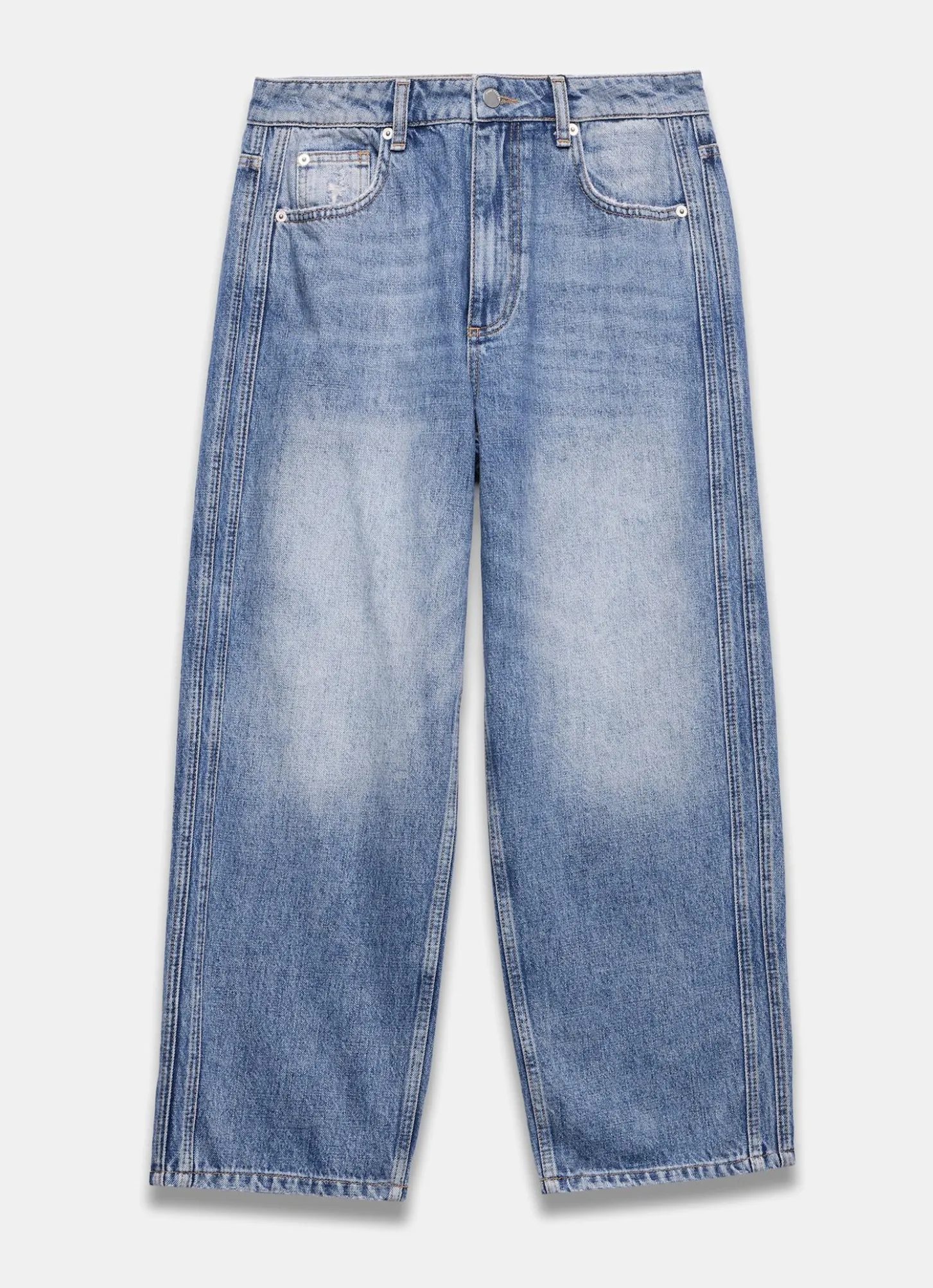 Mid Indigo Relaxed Tapered Boyfriend Jeans