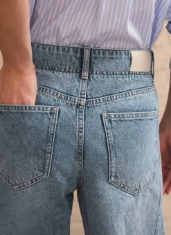 Mid Indigo Relaxed Wide Leg Jeans