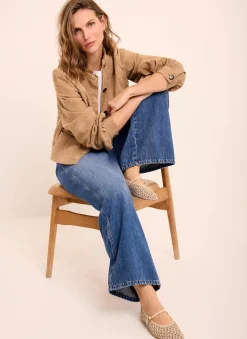 Mid Indigo Tie Waist Wide Leg Jeans