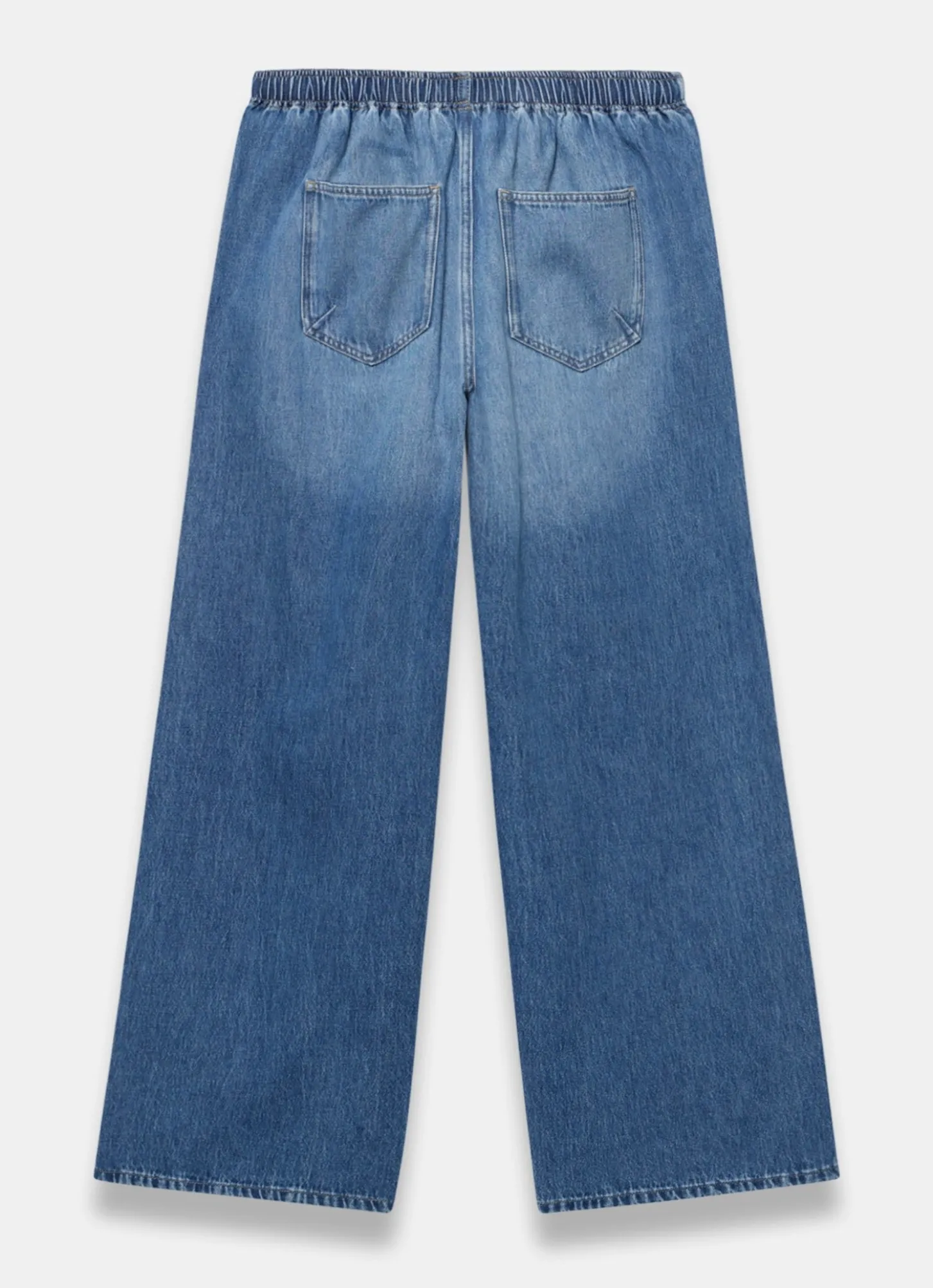 Mid Indigo Tie Waist Wide Leg Jeans