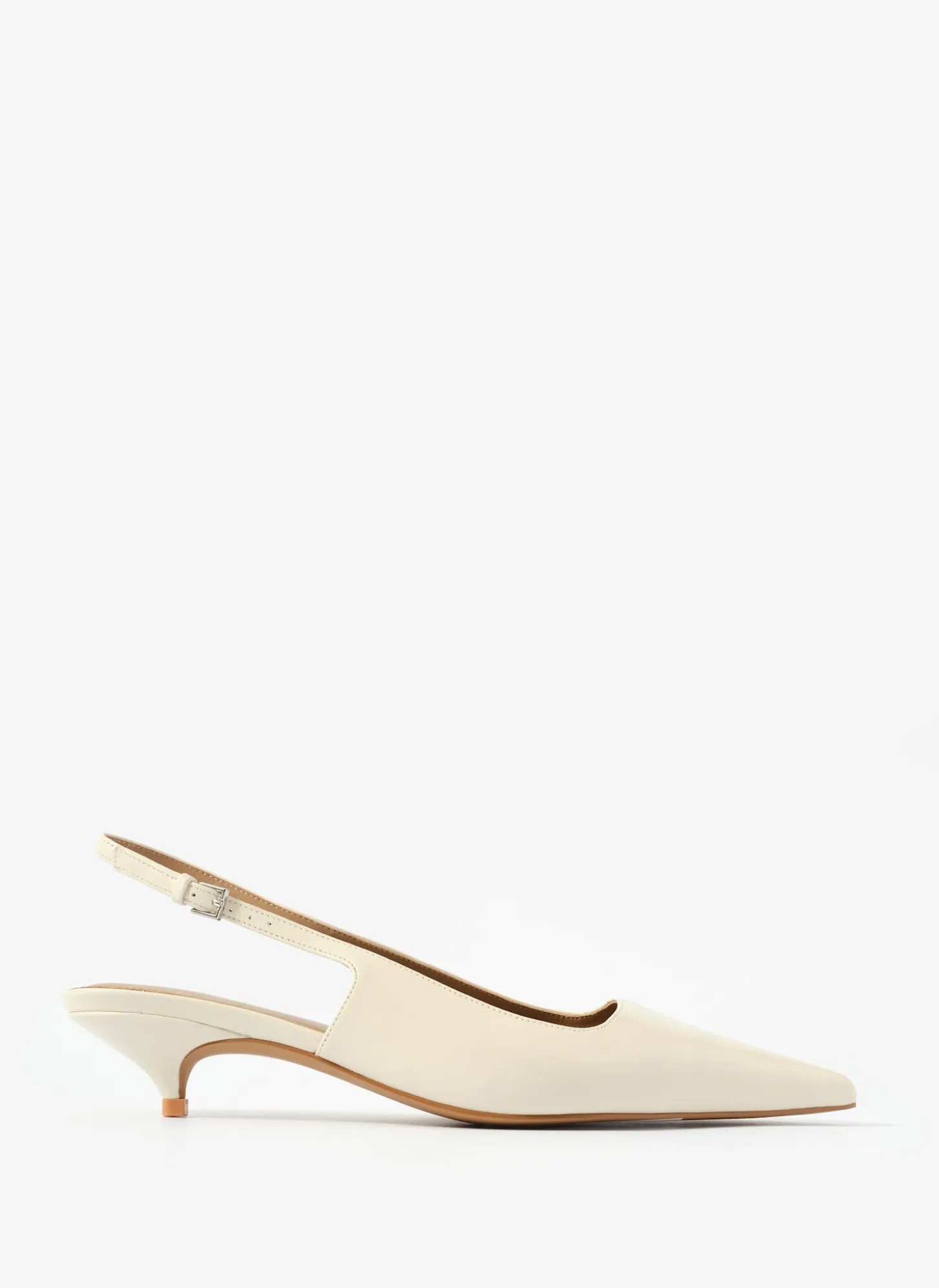 Mila Cream Leather Kitten Heel