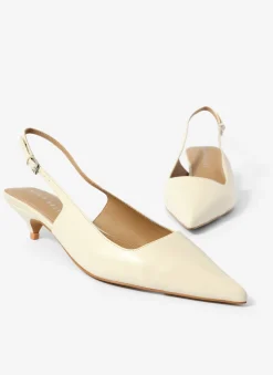 Mila Cream Leather Kitten Heel