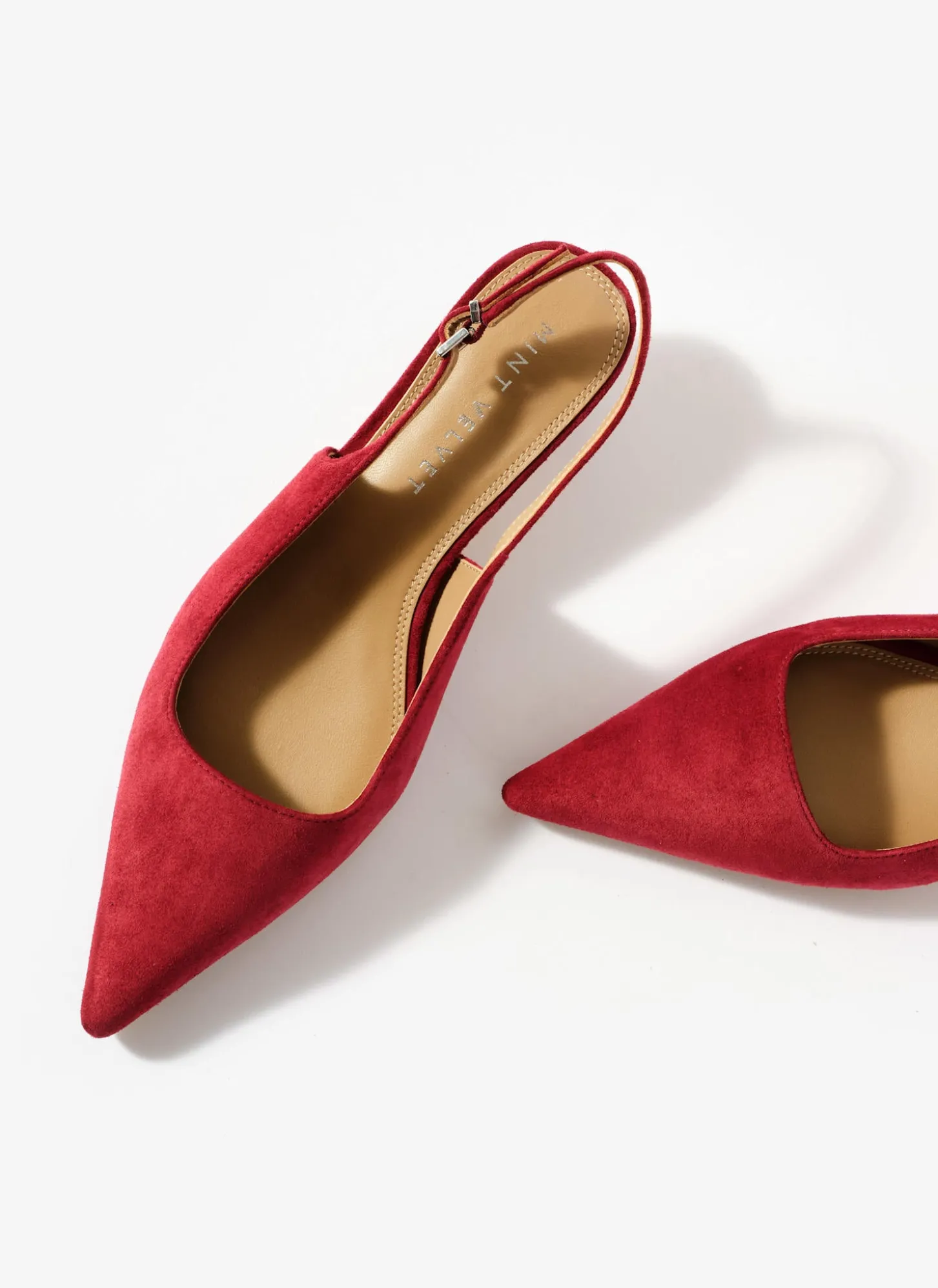 Mila Red Suede Slingback Kitten Heels