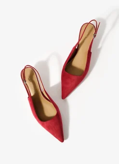 Mila Red Suede Slingback Kitten Heels