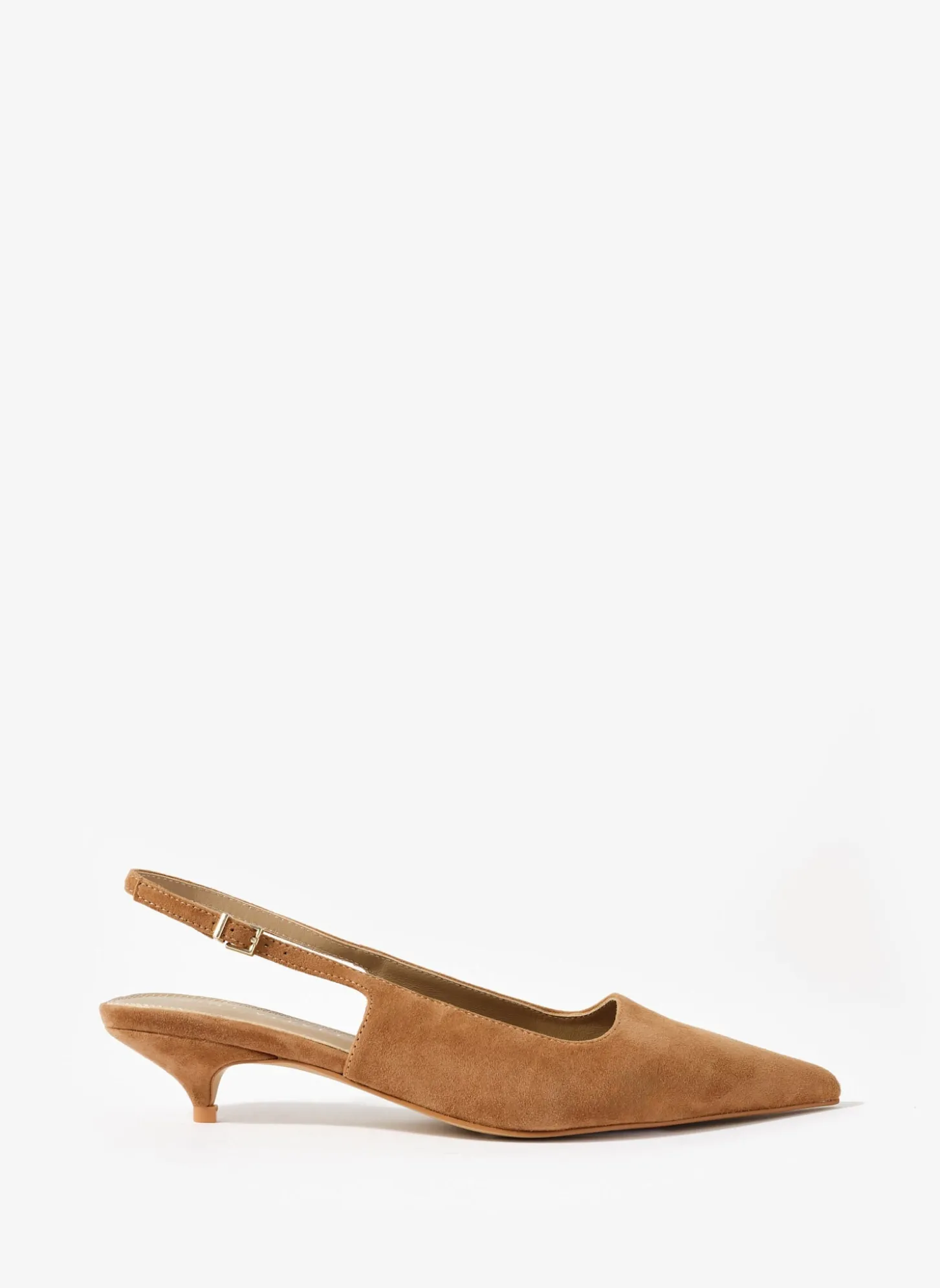 Mila Tan Suede Slingback Kitten Heels