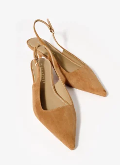 Mila Tan Suede Slingback Kitten Heels