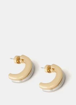 Mixed Metal Curve Earrings