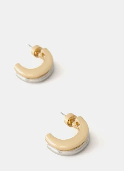 Mixed Metal Curve Earrings