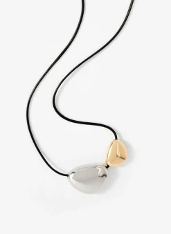 Mixed Metal Rope Pendant Necklace