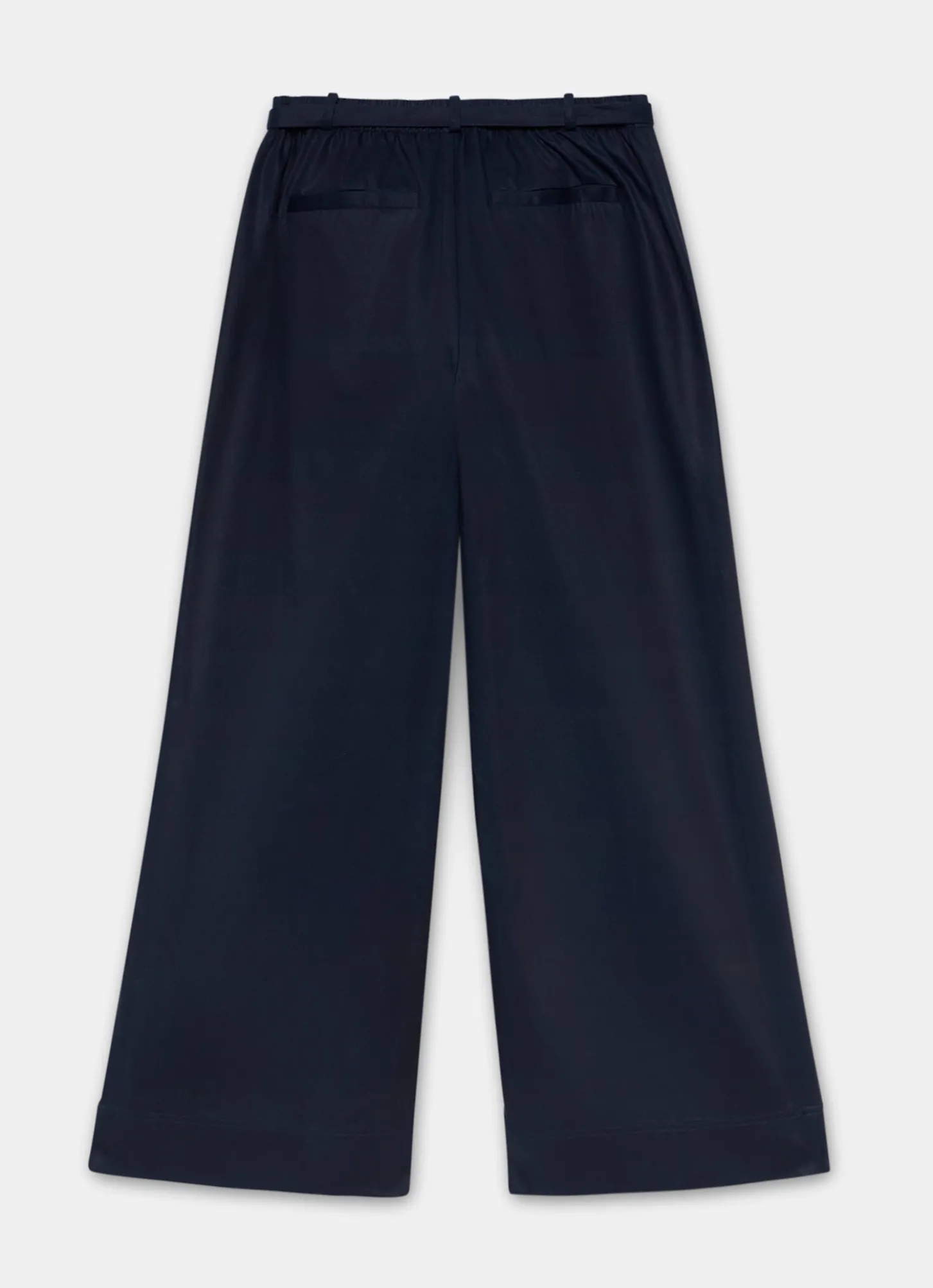 Navy Belt Wide Leg Trouser