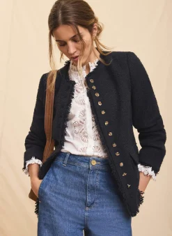 Navy Boucle Tweed Jacket