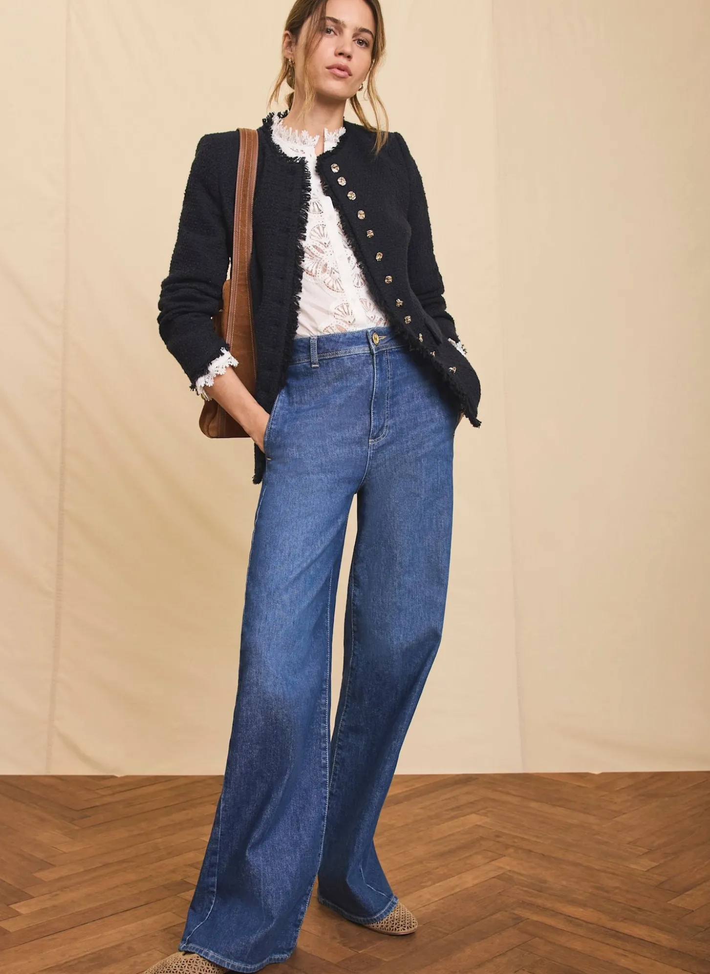 Navy Boucle Tweed Jacket