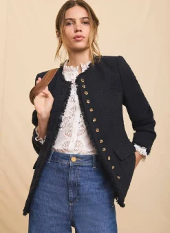 Navy Boucle Tweed Jacket