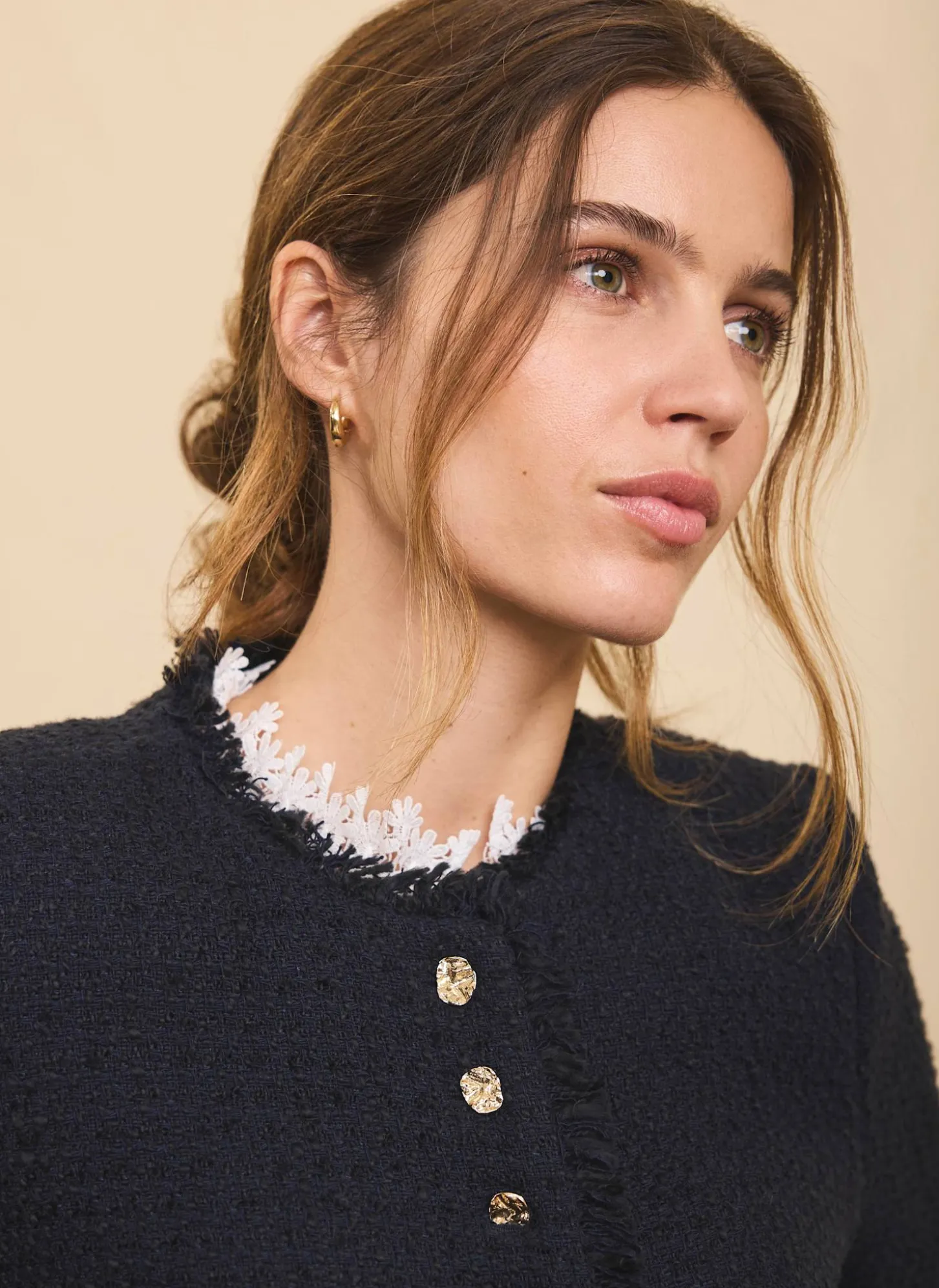 Navy Boucle Tweed Jacket