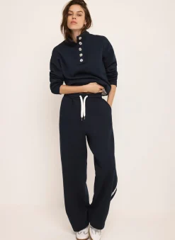 Navy Button Detail Sweatshirt