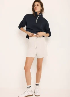 Navy Button Detail Sweatshirt