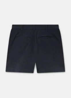 Navy Button Front Chino Shorts