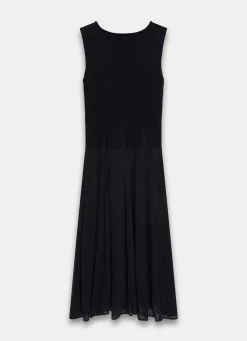 Navy Cotton Blend Drop Waist Maxi Dress