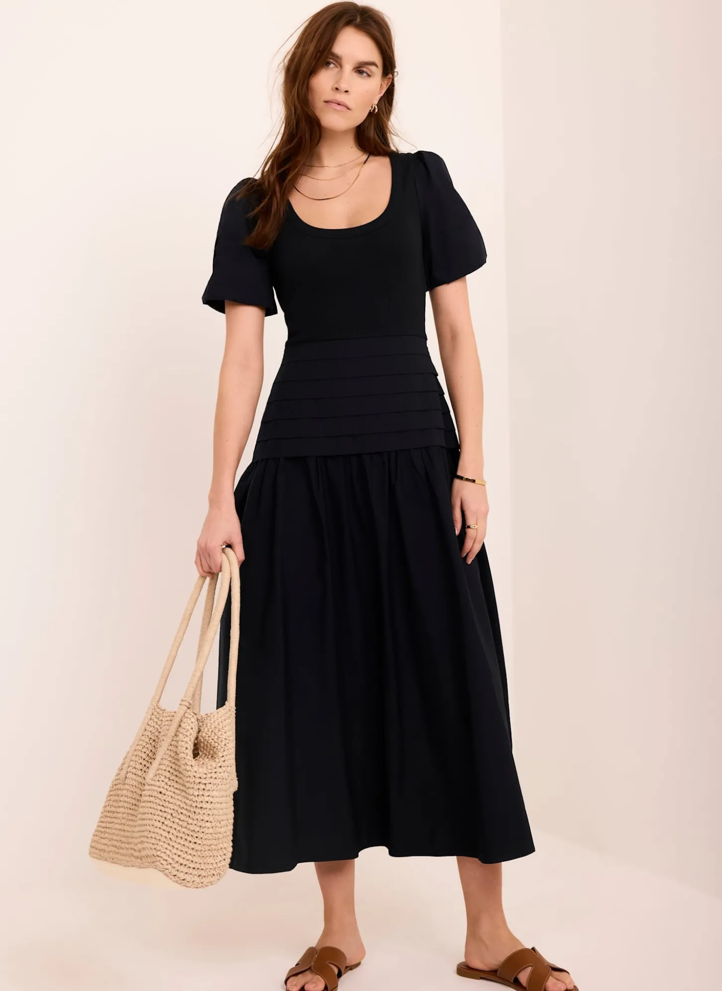 Navy Cotton Blend Maxi Dress