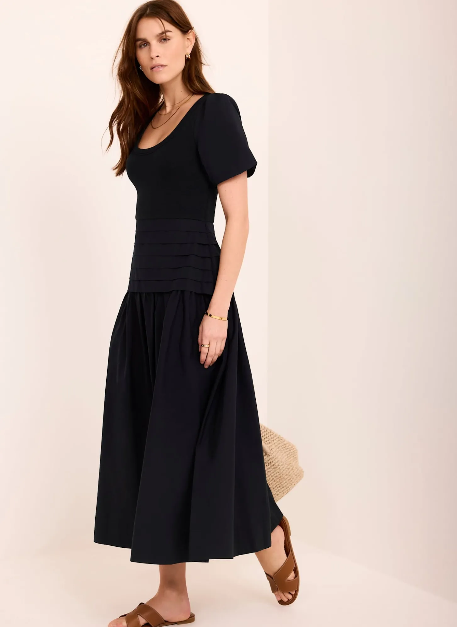 Navy Cotton Blend Maxi Dress