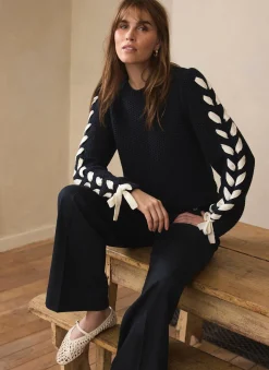 Navy Cotton Blend Ribbon Detail Jumper