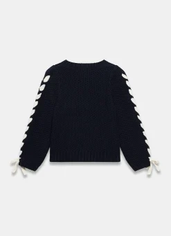 Navy Cotton Blend Ribbon Detail Jumper