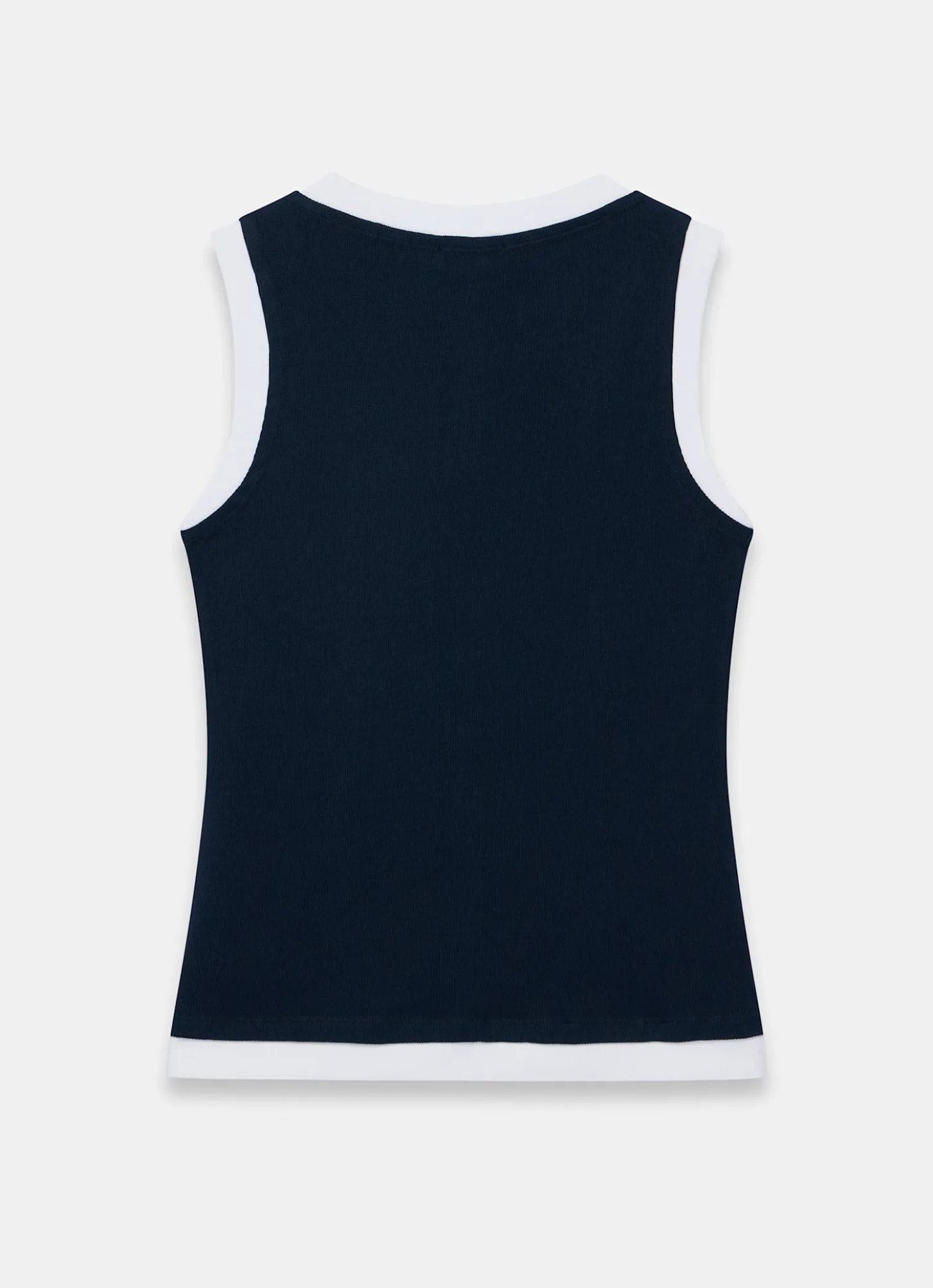Navy Cotton Blend Sleeveless Top