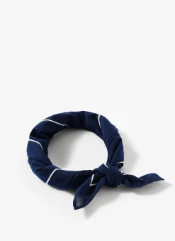 Navy Cotton Heart Embroidered Square Scarf