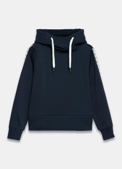 Navy Crochet Trim Hoodie