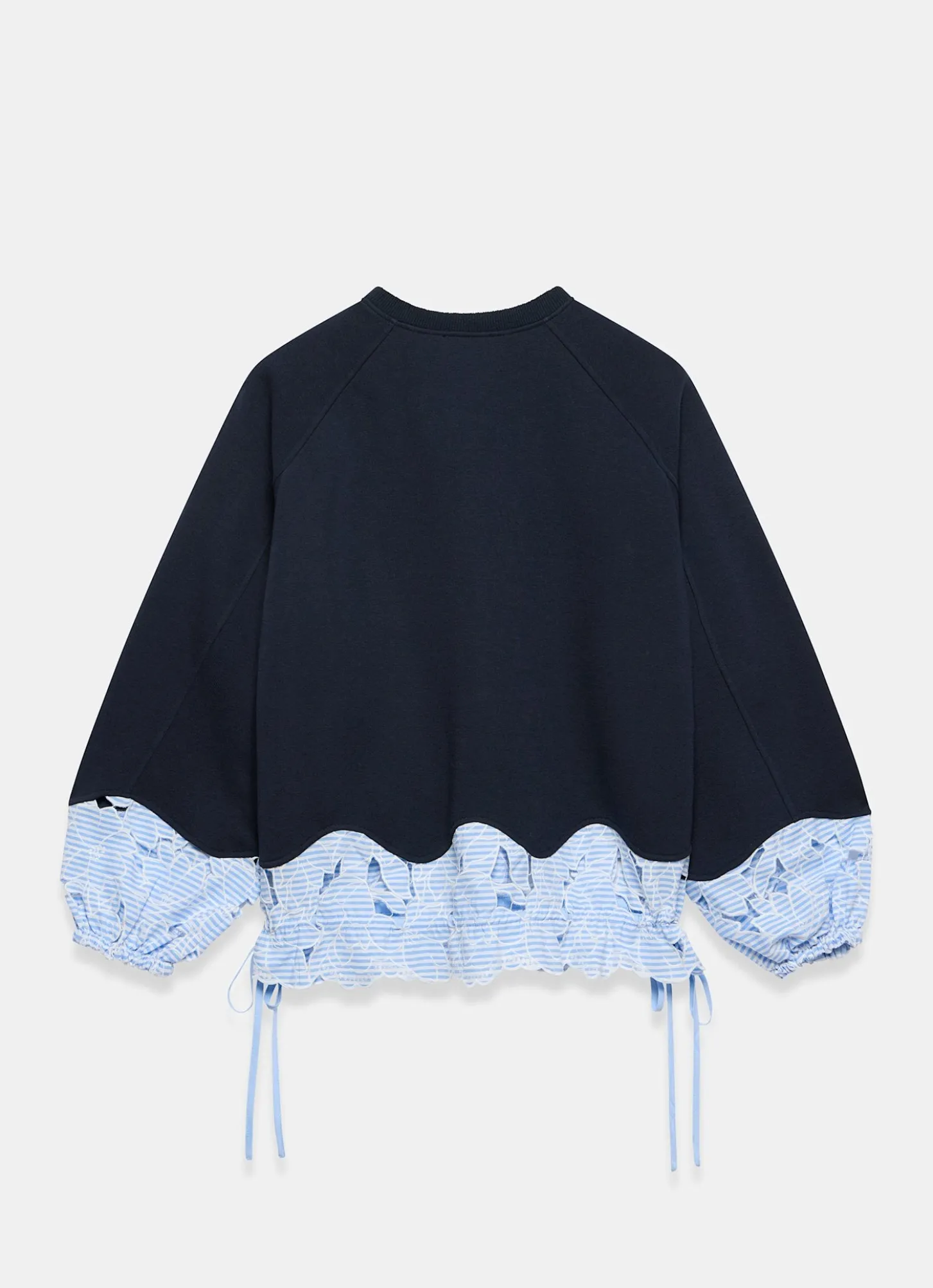 Navy Embroidered Hem Sweatshirt